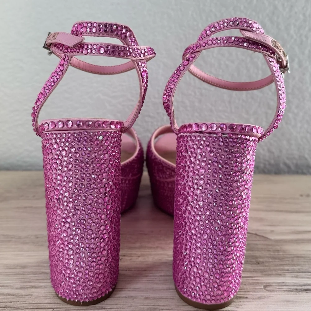 Glamorous Pink Rhinestone Platform Heels. Size 8